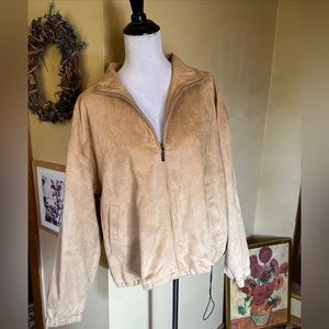 TORREY PINES Monterey Club Mens Size XL Tan Faux Suede Jacket Zip Front $139 NWT